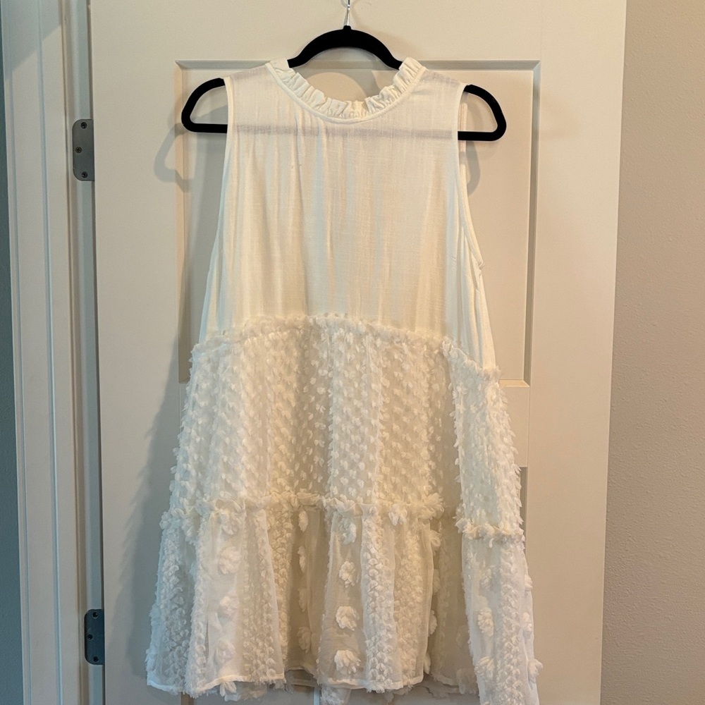 Impressions Cream Ruffle-Tiered Sleeveless Dress